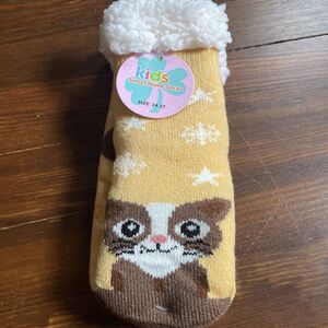 NWT Kids Sweet Home Slipper Socks Sz 3 - 4 Kitty Cat Face Grippy Multicolor